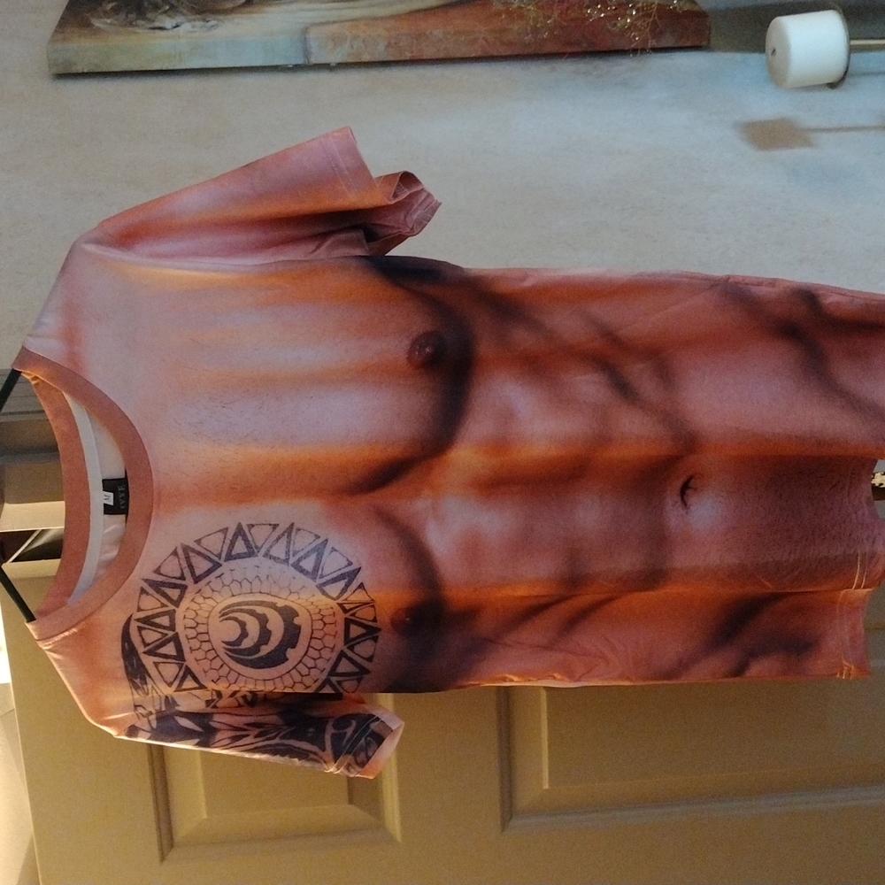 Fake chest t-shirt with tattoo